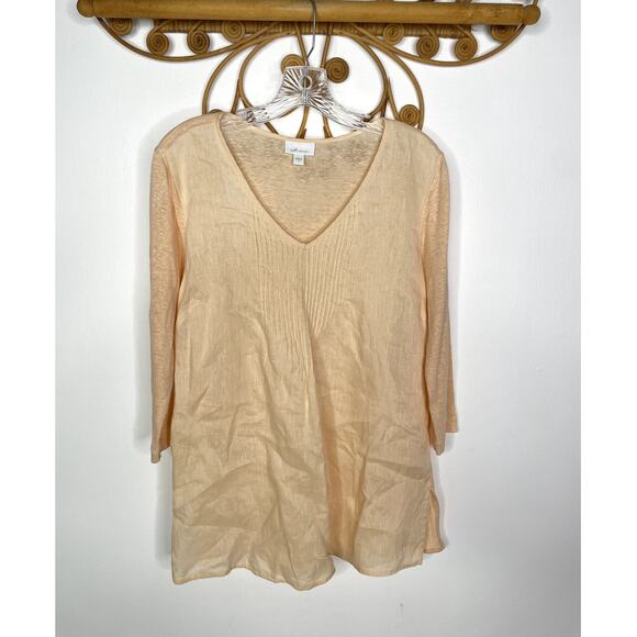 J.Jill Love Linen tunic top peach S - Picture 2 of 7